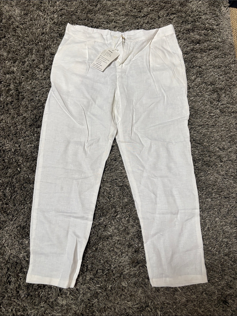 Amazon Women's Straight Leg Linen Pants in White